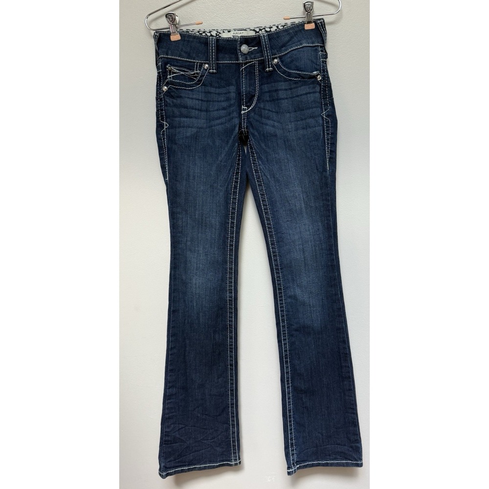 ARIAT REAL DENIM Womens Stitched Jeans 25R x 33" Flare Leg Western Cowgirl Rodeo
